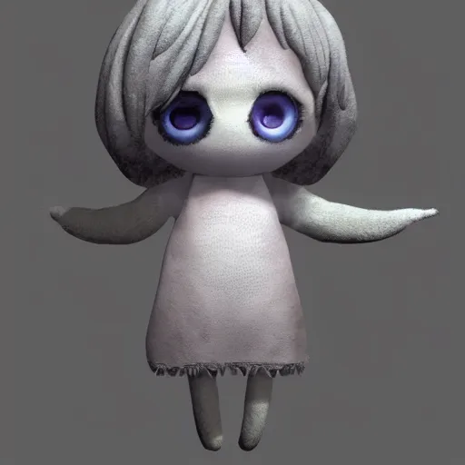 Prompt: a cute fumo plush of a lost waif spirit found in the depth of a well, eldritch, vray