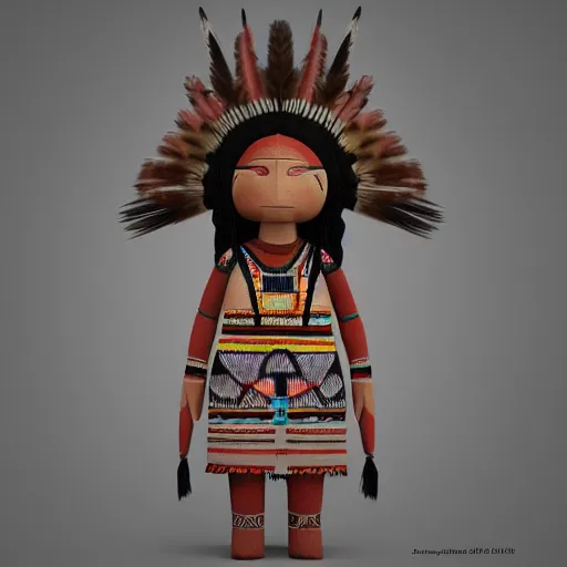 Prompt: : ancient hopi doll native American 3d render octane