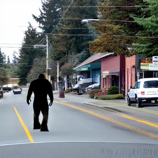 Image similar to bigfoot walking down the street in downtown Bremerton Washington