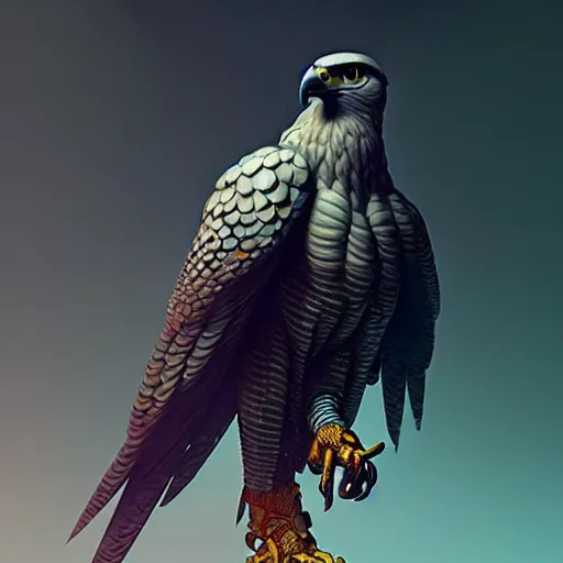 Prompt: falcon android : : by michal karcz, daniel merriam, victo ngai and guillermo del toro : : ornate, dynamic, particulate, intricate, elegant, highly detailed, centered, artstation, smooth, sharp focus, octane render, 3 d