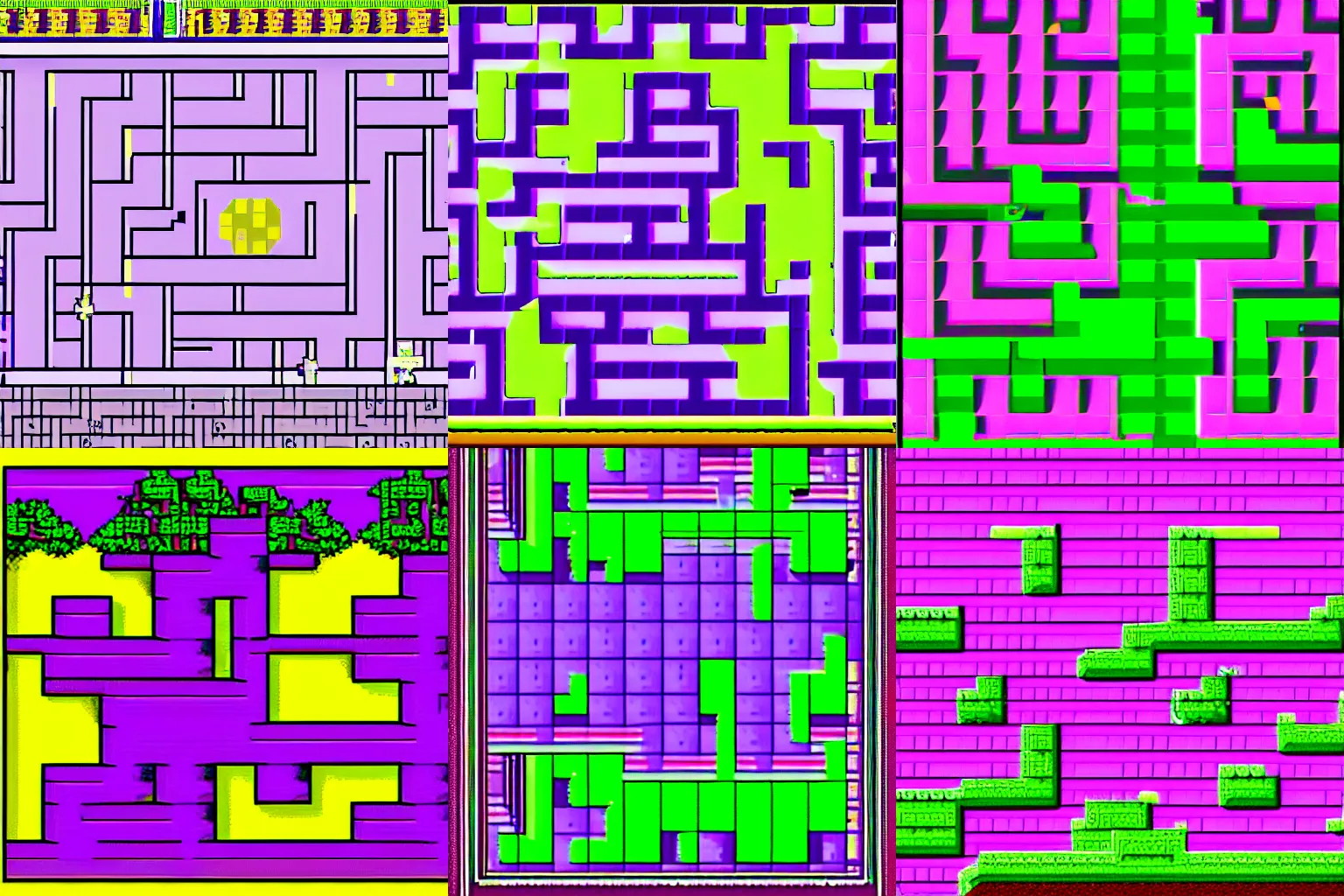 Image similar to purple glitchy maze 8bit video game
