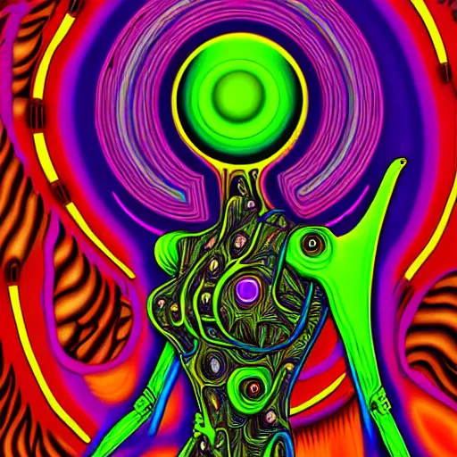 Prompt: psychedelic organic cyborg by scott davidson