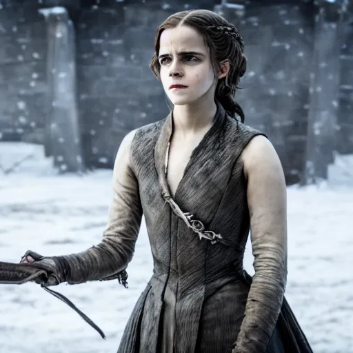 Image similar to emma watson in game of thrones, movie scene, 8 k,