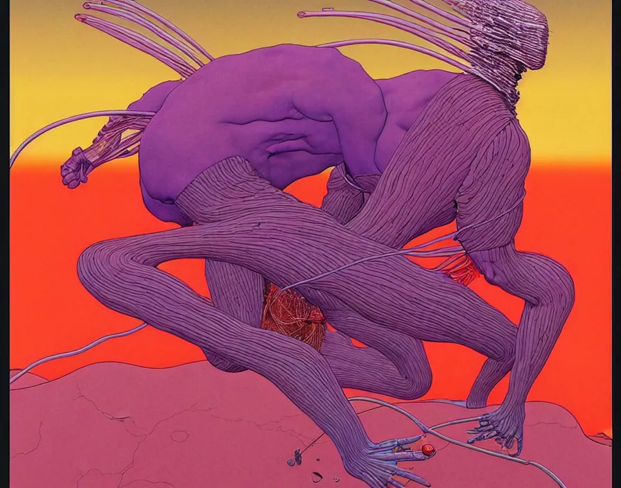 Image similar to ( ( ( ( the pain ) ) ) ) by mœbius!!!!!!!!!!!!!!!!!!!!!!!!!!!, overdetailed art, colorful, artistic record jacket design