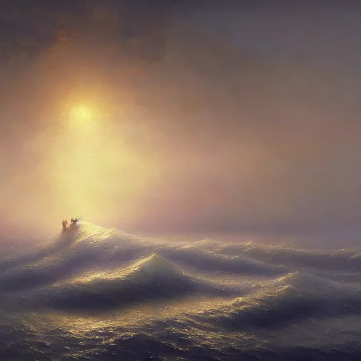 Image similar to a beautiful painting of the gold world tree on the sea by ivan aivazovsky and greg rutkowski and james gurney, in style of impressionism. dark fantasy, elden ring, hyper detailed, sharp focus, soft light. unreal engine 5. unreal engine 5 lumen. ray tracing. trending on artstation.