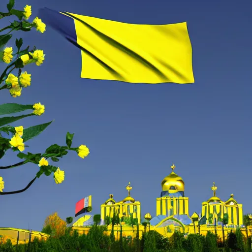 Image similar to concept art of ukraine flag in the shape of flower