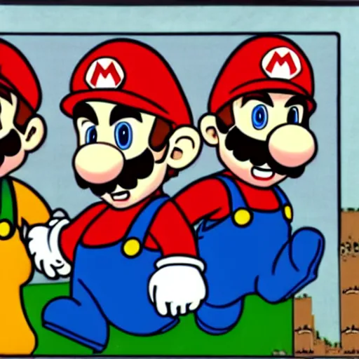 Image similar to Mario Bros playing with the Beatles