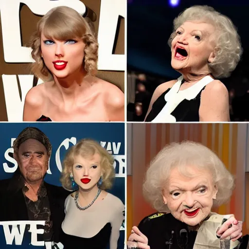 Image similar to taylor swift. pixar. kills betty white.