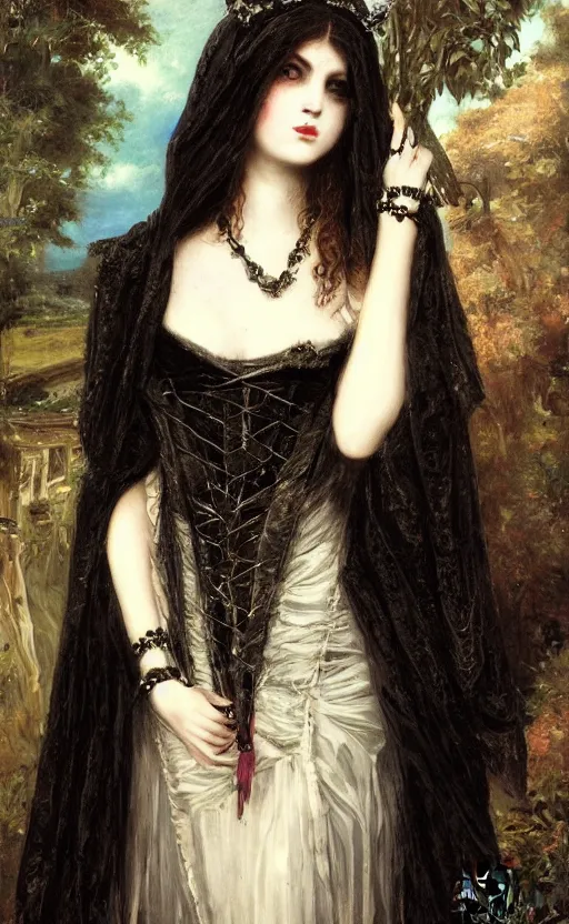 Image similar to Gothic princess. By William-Adolphe Bouguerea, highly_detailded