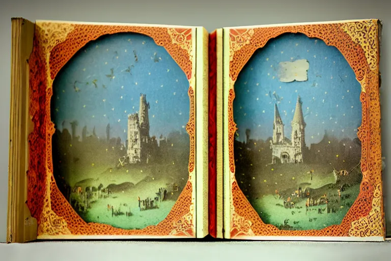 Image similar to layers depth of field. antique victorian popup book childrens story book