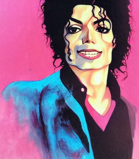 Prompt: portrait of michael jackson by frank miller, high quality, high detail