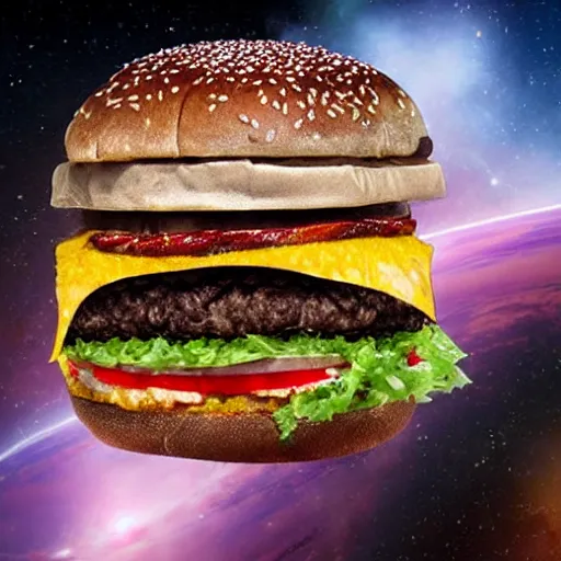 Image similar to an intergalactic hamburger from space, award - winning