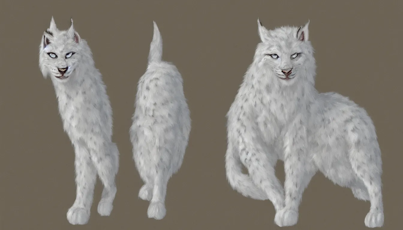 Image similar to white anthropomorphic lynx, furry art