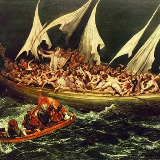 the voyage of the damned, oil on canvas, 1 8 8 3, | Stable Diffusion ...
