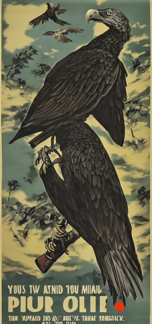 Image similar to vulture look in 1940s propaganda poster