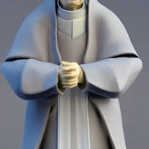 Prompt: action figure of a priest, missing one arm, photo - realistic, 8 k