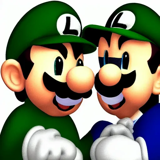 Prompt: luigi sitting next to tux in front of a computer, hugging each other, cute digital art, 4 k