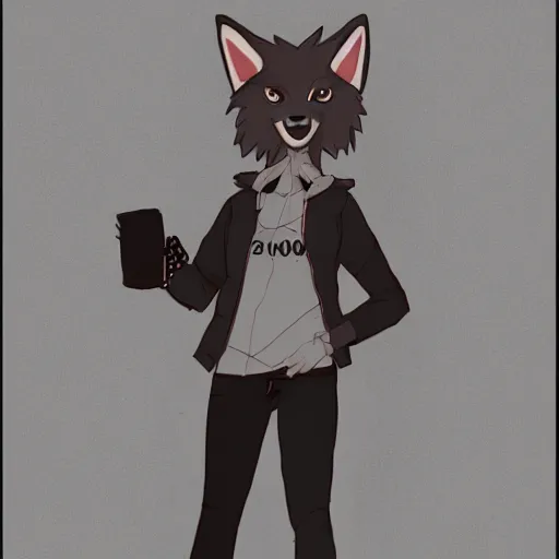 Image similar to an anthropomorphic wolf, fursona!!!! trending on furaffinity, by kawacy, trending on artstation, full body