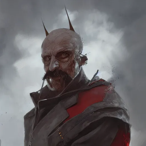 Image similar to painting of doctor ivo robotnik as an evil wizard, epic, tragic, military art, fantasy, dieselpunk, hd shot, digital portrait, beautiful, artstation, comic style, by artgerm, guy denning, jakub rozalski, magali villeneuve and charlie bowater