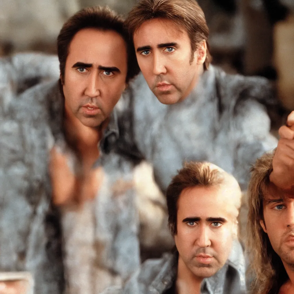 Image similar to full body photograph of nicolas cage in 1 9 8 9 young handsome thin face detail hd 8 k