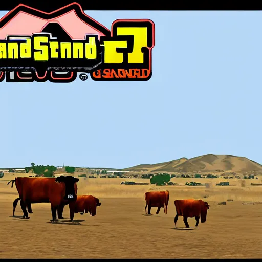 Prompt: oxen, in gta san andreas, screenshot