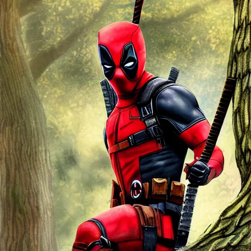 Image similar to deadpool and rocket raccoon in the woods digital art 4 k detailed super realistic