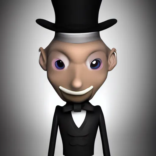 Image similar to a stylized image of a man in a top hat, a 3D render by Arent Arentsz, deviantart contest winner, altermodern, black background, goth, dark