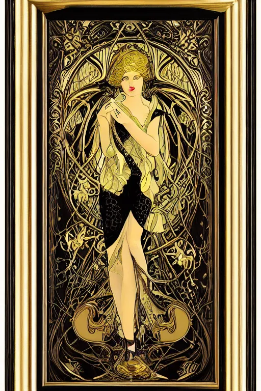 Prompt: an intricate art nouveau frame with only edges, golden concept art, matte, sharp focus,