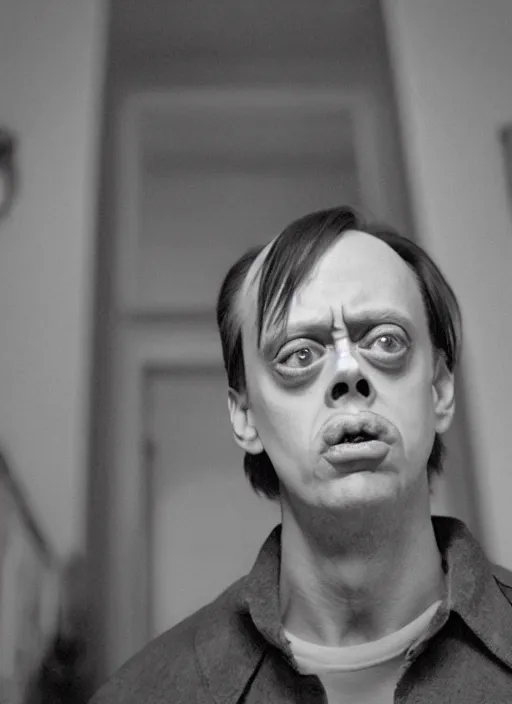 Prompt: a still from The Shining of Steve Buscemi as Wendy Torrance