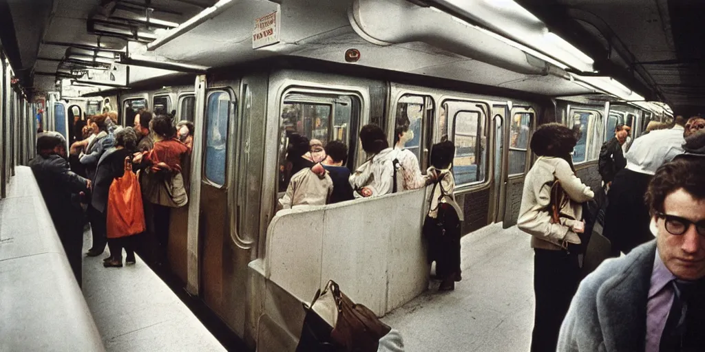 Image similar to 1 9 7 0's new york subway, coloured film photography, christopher morris photography, bruce davidson photography