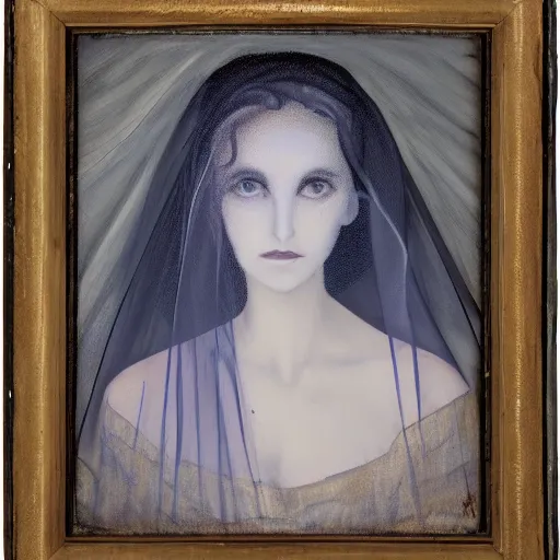 Prompt: portrait of a beautiful veiled widow girl ghost