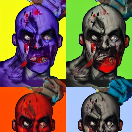 Prompt: Bright, colorful, realistic super hero Serial killer dating sim single individual full body and head shot gore covered with scars and tattoos screaming, backlighting, kodachrome, high contrast, highly detailed, sharp focus, digital painting, concept art, illustration, trending on artstation, comic book by Alex Ross cover art