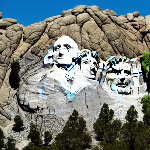 Prompt: mount rushmore covered in graffiti