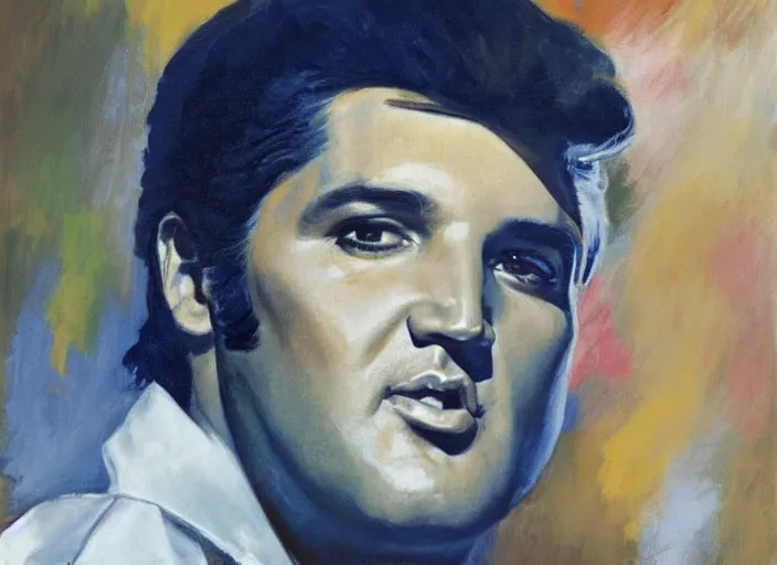 Image similar to a highly detailed beautiful portrait of elvis presley by gregory manchess, james gurney, james jean