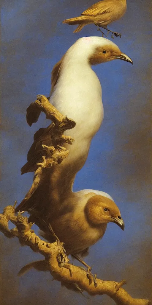 Image similar to highly detailed beautiful photography of birds, sharp focus, dramatic, dynamic, lighting, elegant, blue background, harmony, beauty, masterpiece, by roberto ferri, by durero