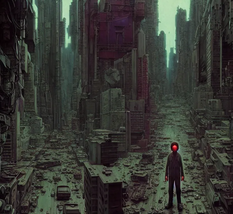 Image similar to realistic aesthetic highly detailed photography of characters in akira scene, characters with hyperrealistic highly detailed faces. from akira by katsuhiro otomo and alejandro hodorovski and denis villeneuve and gregory crewdson style with many details by mike winkelmann and vincent di fate in sci - fi style. volumetric natural light hyperrealism photo on dsmc 3 system