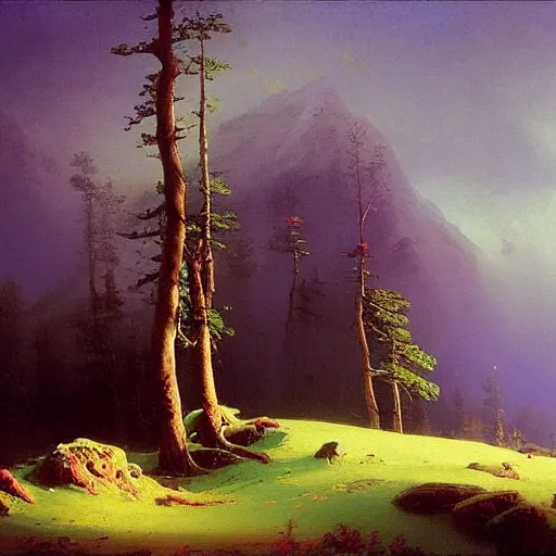 Image similar to aivazovsky's painting. forest landscape. oil on canvas, a masterpiece in the style of aivazovsky.