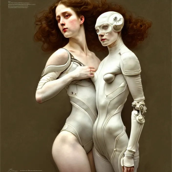 Prompt: porcelain cyborg, french empire style porcelain exoskeleton, diffuse lighting, fantasy, intricate, elegant, highly detailed, lifelike, photorealistic, digital painting, artstation, illustration, concept art, smooth, sharp focus, art by John Collier and Albert Aublet and Krenz Cushart and Artem Demura and Alphonse Mucha