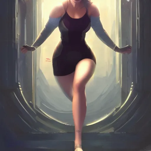 Prompt: photo of scarlett johansson attractive features, tight clothing, full body shot in a movie, cinematic details, sharp focus, illustration, by Jordan Grimmer and greg rutkowski, Trending artstation, pixiv, digital Art