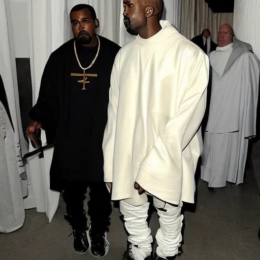 Prompt: kanye west as a priest, 2 0 1 0 s, candid photo,