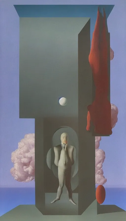 Image similar to mysterious paranoia, maddening knowledge, forbidden information, strange weirdness, 3 d colors, uncomfortable atmosphere by rene magritte and salvadore dali