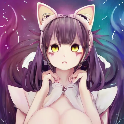 Arte AI: anime cat girl holding a phone por @Cyber Wolf