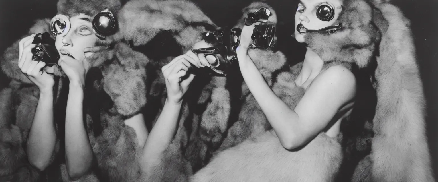 Image similar to fashion model in mink stole looking at lens by weegee