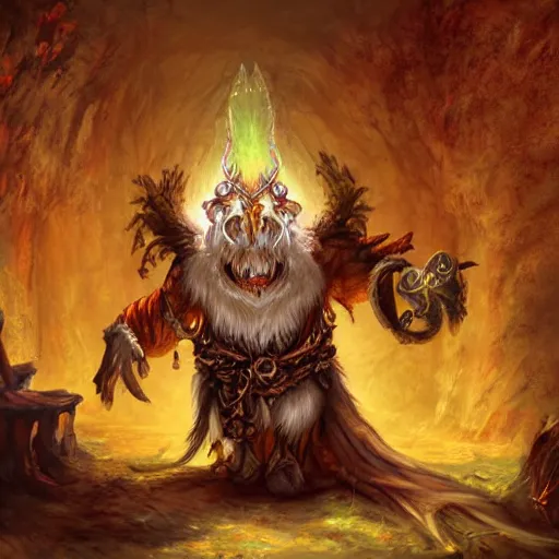 Image similar to a beautiful painting of a druid in moonkin form casting a spell in a dungeon, world of warcraft concept art