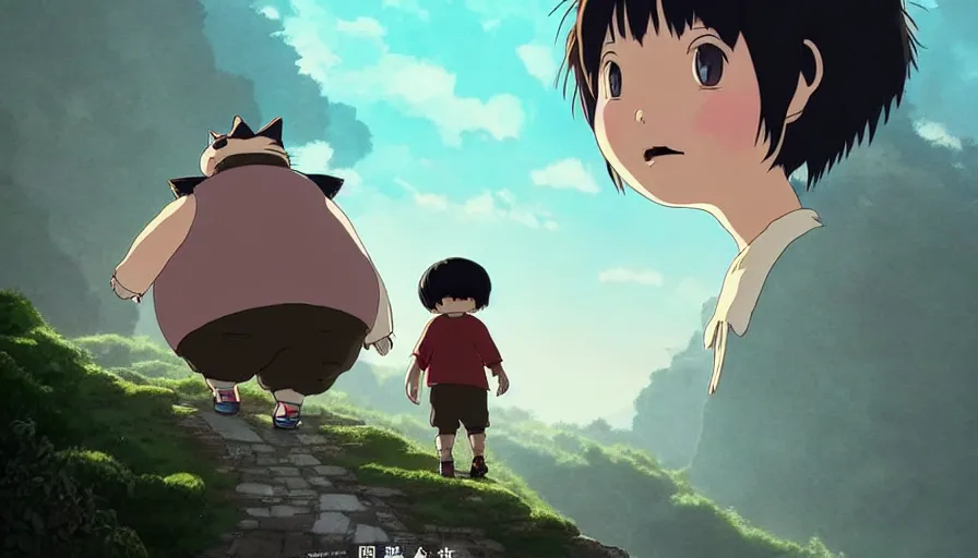 Image similar to the last fat catrider, comedy, graphic art, rgba, 8 k hd resolution, pinterest, dynamic character, 8 k character details, concept art, 8 k ultra realistic, intricate details, ultra detailed, reduce character duplication, in style of hayao miyazaki, by studio ghibli