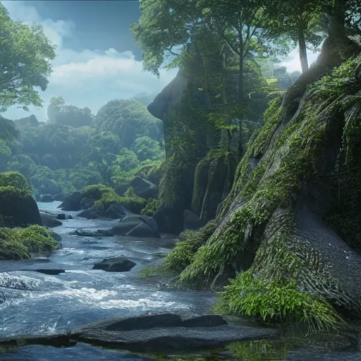 Image similar to river photography sacred geometry 8 k cryengine render sacred cinematic by john stephens, victo nagi, artgerm, james christensen