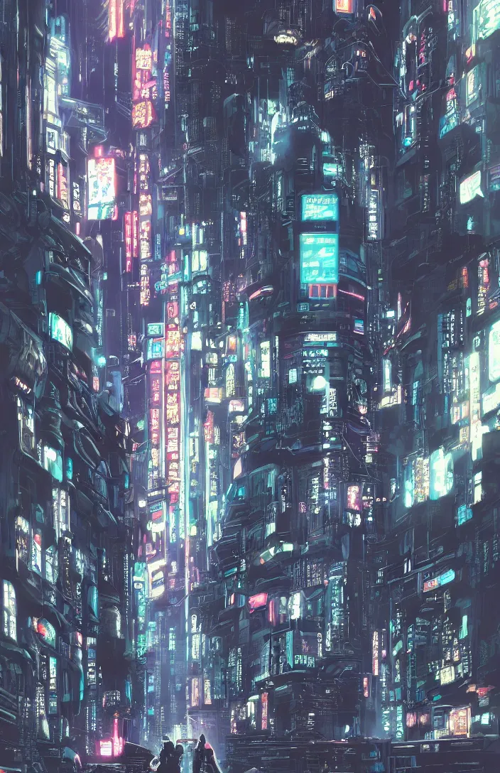 Image similar to cyberpunk robot in future japan at night, concept art, fine details, studio ghibli, cinematic lighting, ghost-in-the-shell, cyberpunk,sci-fi, fantasy, intricate, elegant, highly detailed, digital painting, trending on artstation, concept art, smooth, sharp focus, illustration, by james gurney and greg rutkowski