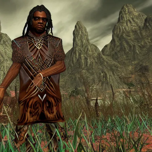 Prompt: screenshot of chief keef in morrowind