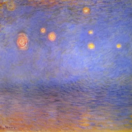 Image similar to Liminal space in outer space, by Monet