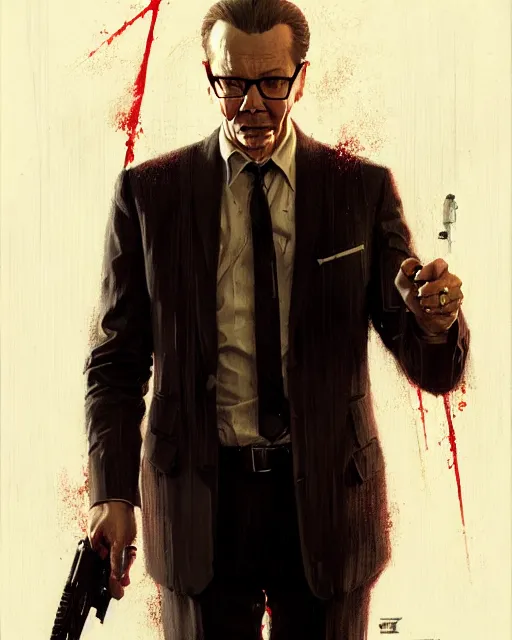 Prompt: adult gary oldman as hitman agent 4 7, pulp character portrait, ultra realistic, concept art, intricate details, highly detailed by greg rutkowski, gaston bussiere, craig mullins, simon bisley